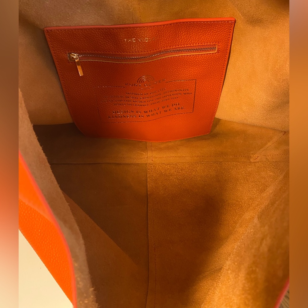 NWT Kurt Geiger All Leather The Violet Slouch Hobo Bag In Orange - Picture 7 of 11